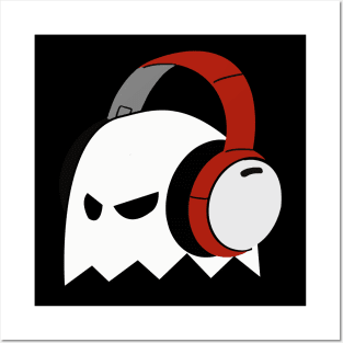 ghost listening to music with headphones and a lot of style. Posters and Art